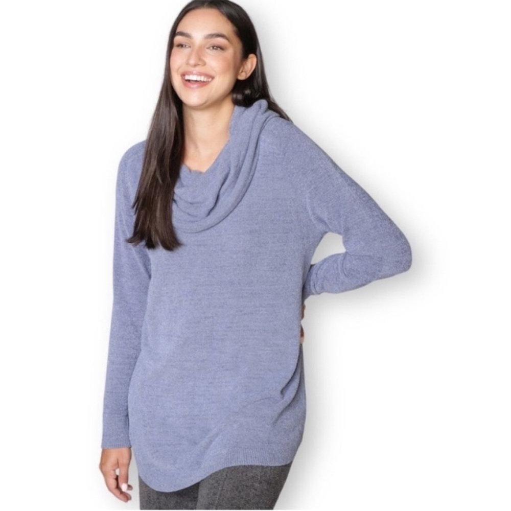 Barefoot Dreams Cozychic Ultra Lite Cowl Neck Sweater in Blue Size Large